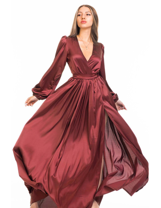 Rochie Siena din matase burgundy