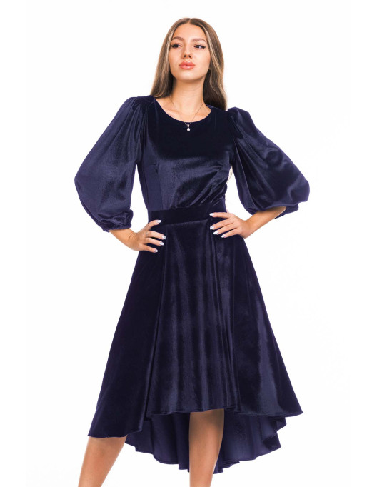 Rochie clos Bela din catifea bleumarin