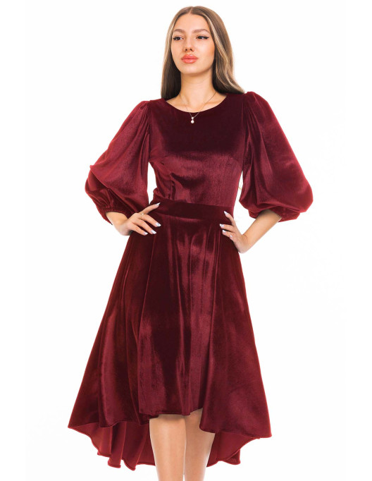 Rochie clos Bela din catifea burgundy