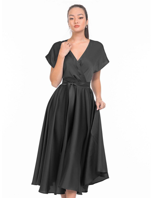 Rochie Rozy din matase neagra