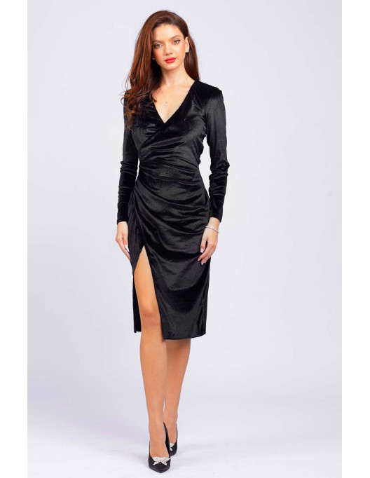 Rochie Anna din catifea neagra