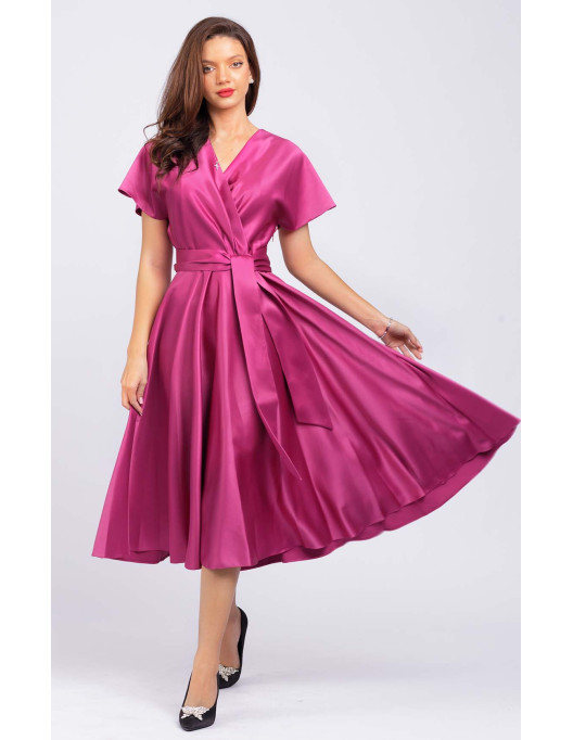 Rochie Rozy  din tafta fucsia