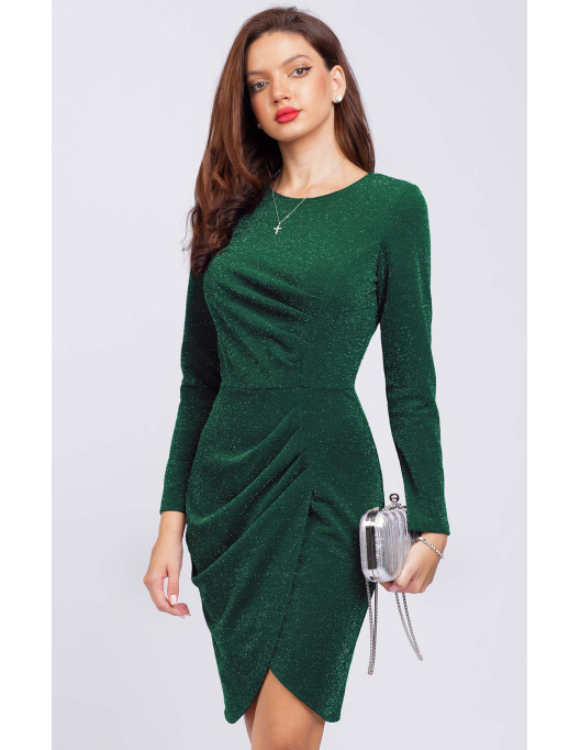 Rochie Lilly din crep sclipitor verde